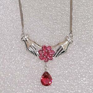 Luxury Rhodolite Garnet Necklace in 925 silver